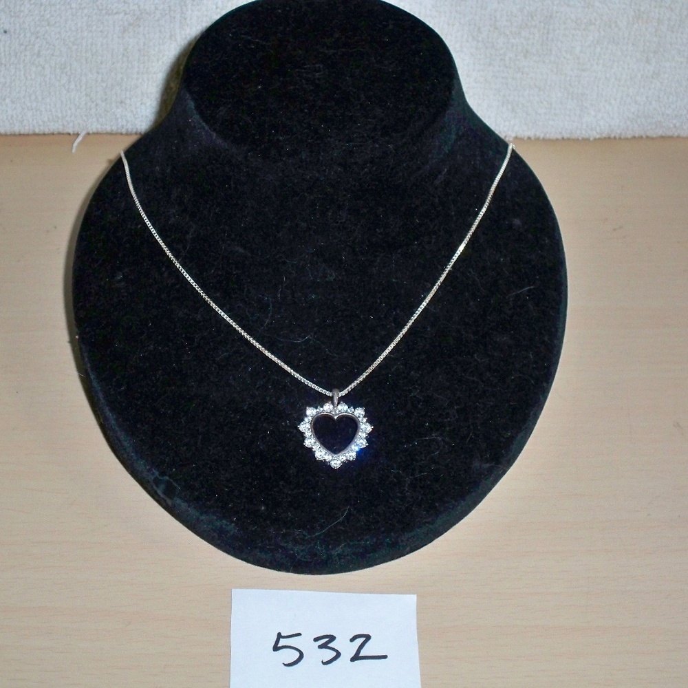 925 Sterling CZ Heart Pendant Necklace